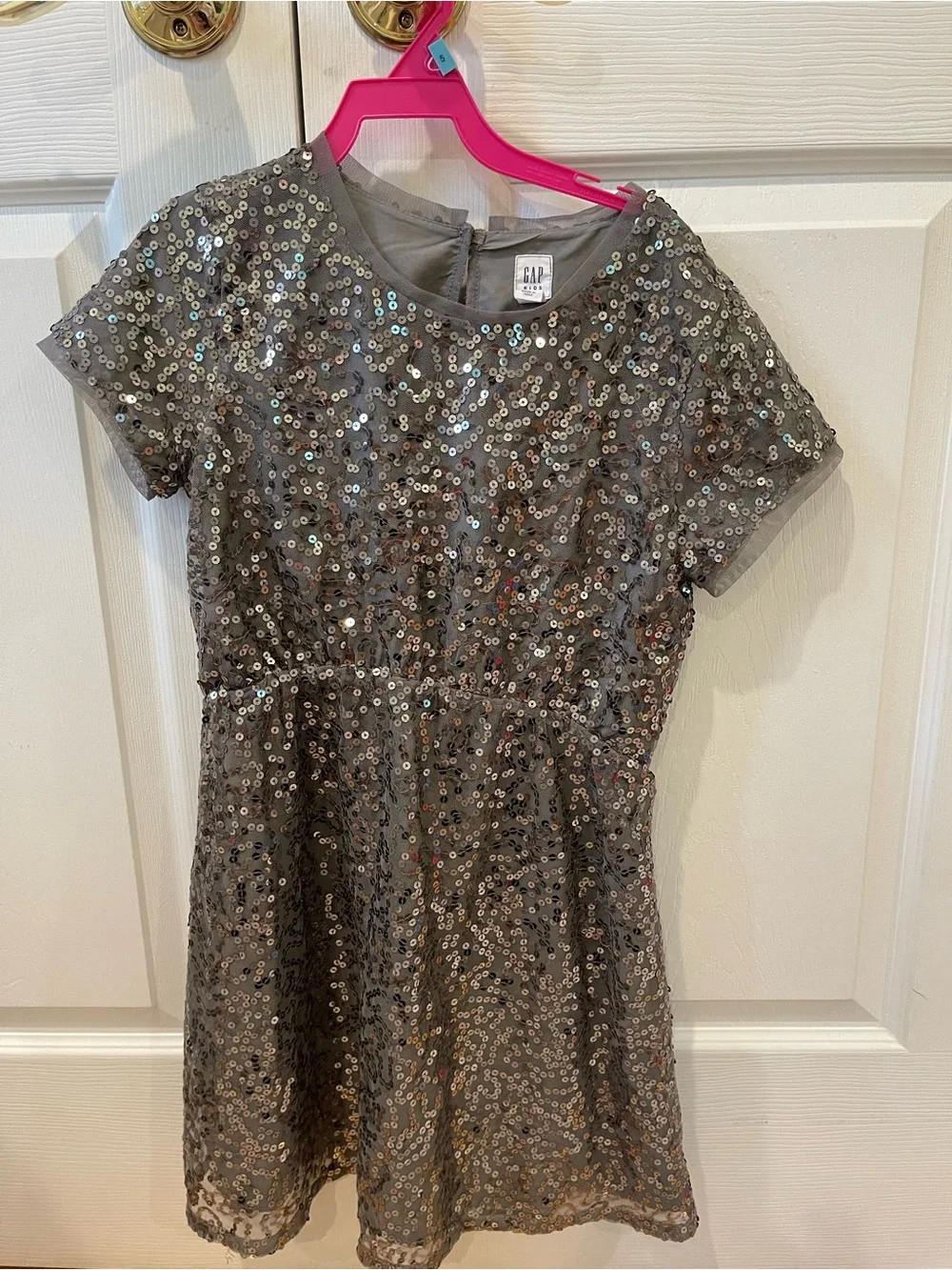GAP Girls Silver Sequin Short Sleeve Dress